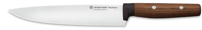 Knife with a wooden handle on a white background