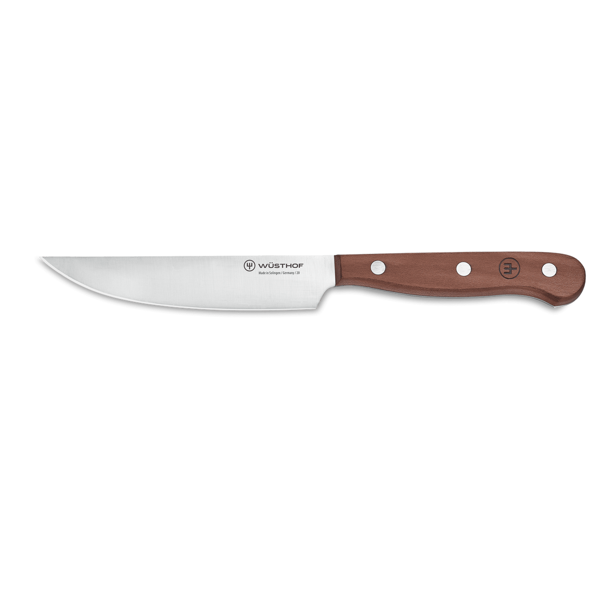 4 1/2" Plum Wood Steak Knife with a polished stainless steel blade and smooth plum wood handle, designed for precise steak cutting.