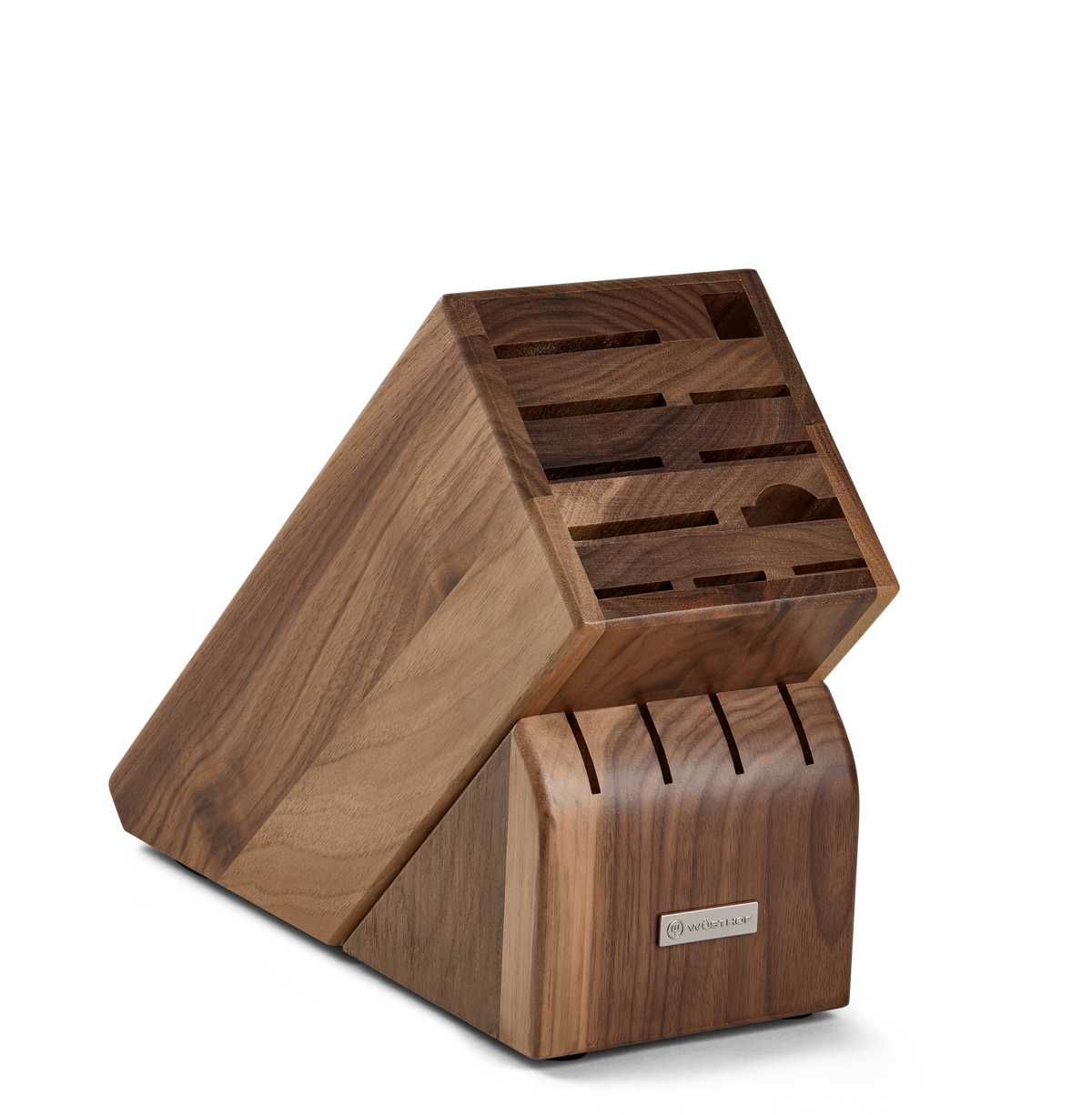Partner 7-Piece Knife Block Set walnut wood storage block designed to hold and organize various kitchen knives and utensils securely.