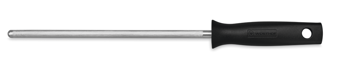 Partner 7-Piece Knife Block Set sharpening steel with a black ergonomic handle designed for maintaining sharpness of forged kitchen knives.