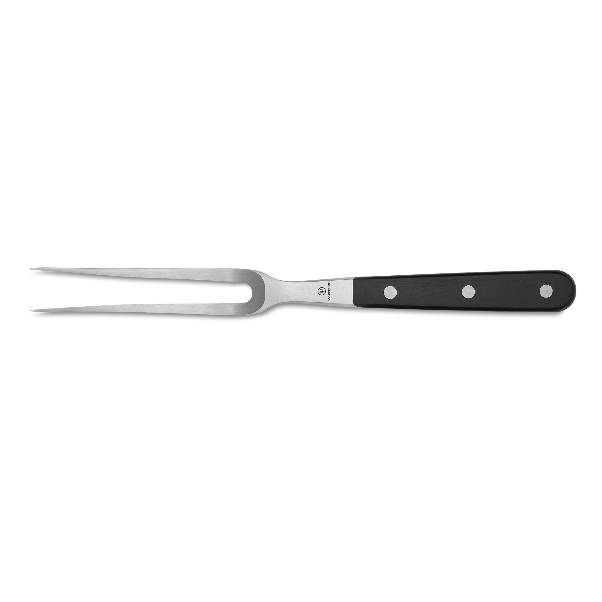 Classic 6" Curved Meat Fork with stainless steel curved tines and a black riveted handle for secure gripping and easy carving of meat.