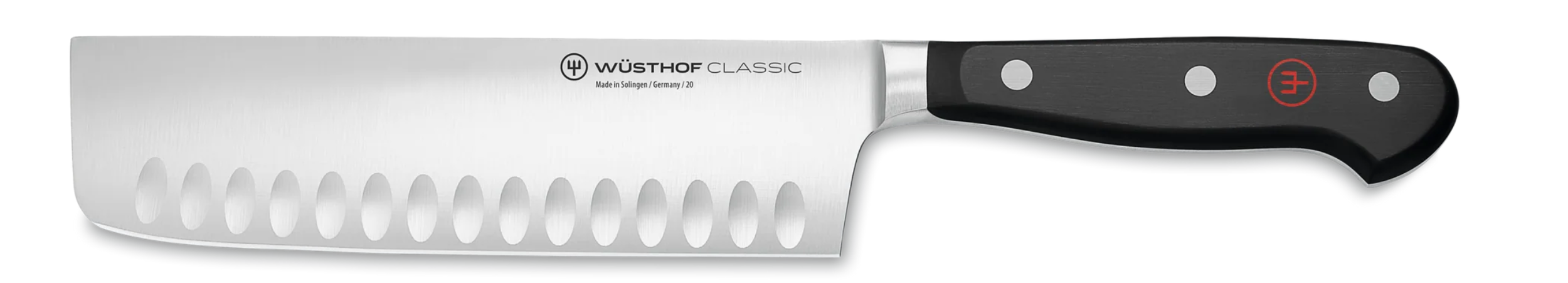 Wüsthof Classic knife with a black handle on a white background