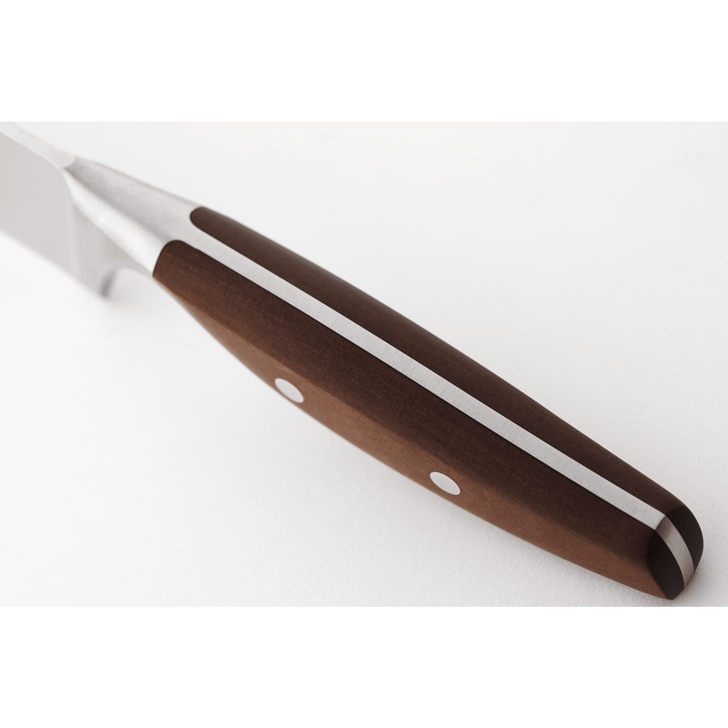 Epicure 6" Chef's Knife with a full tang and smooth polished wooden handle secured by rivets for balanced control and durability in the kitchen.