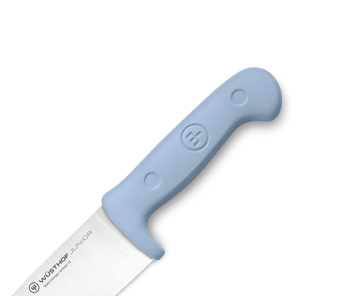 Knife with a light blue handle on a white background