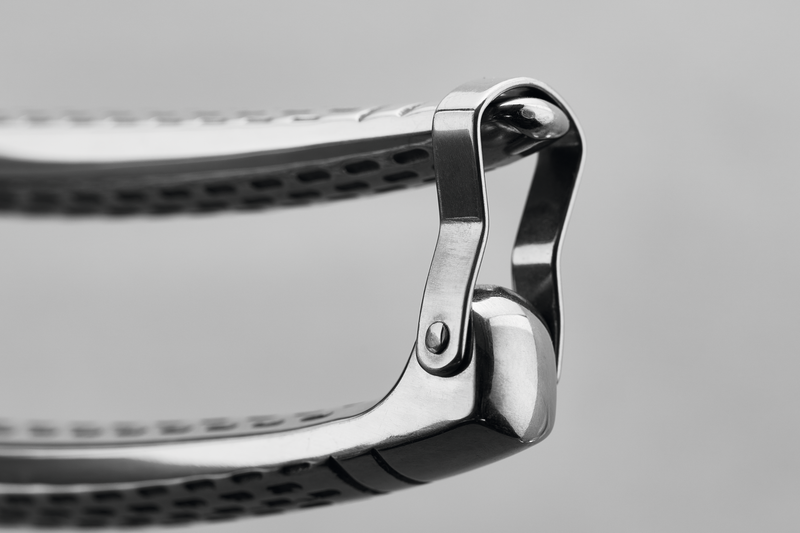Close-up of the locking mechanism and textured stainless steel handles on the 10" Stainless Steel Poultry Shears for secure storage and safe handling.