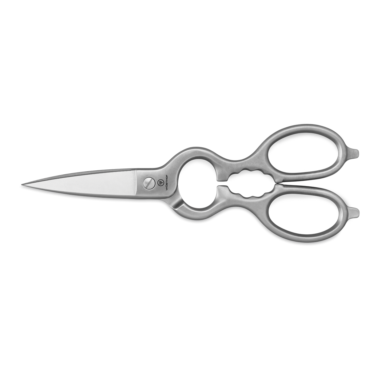Stainless Kitchen Shears with sharp pointed blades, forged stainless steel construction, and ergonomic handles designed for versatile kitchen cutting tasks.