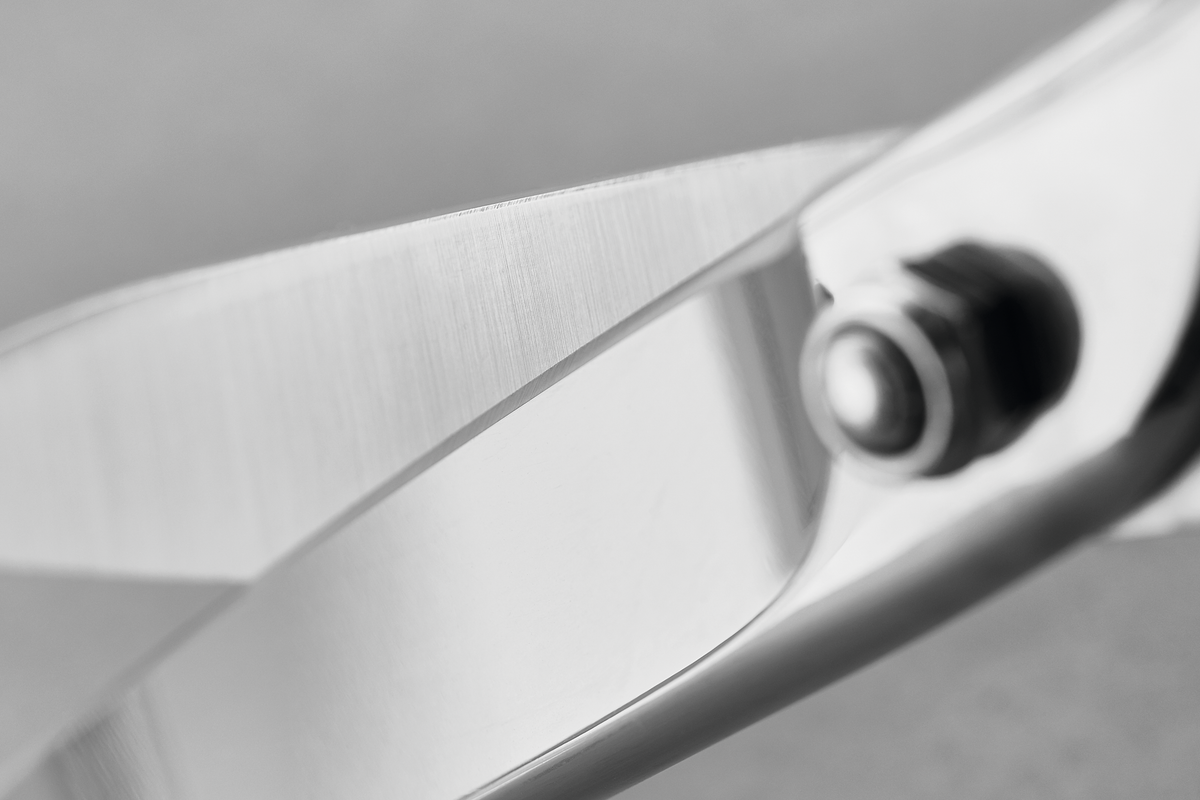 8" Kitchen Shears showing the sharp, polished stainless steel blades and sturdy joint mechanism for reliable cutting performance.