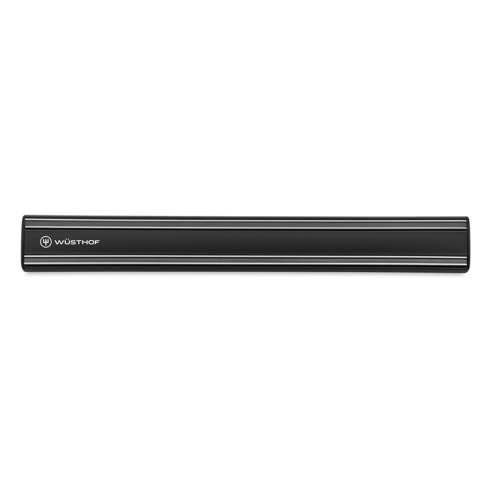 14" Magnetic Holder in sleek black with WÜSTHOF logo, designed to securely store and display German knives in the kitchen.