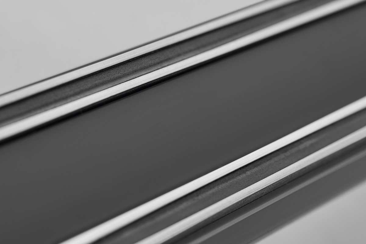 20" Magnetic Holder featuring a matte black finish with integrated steel rails for securely storing forged kitchen knives including chefs knives.