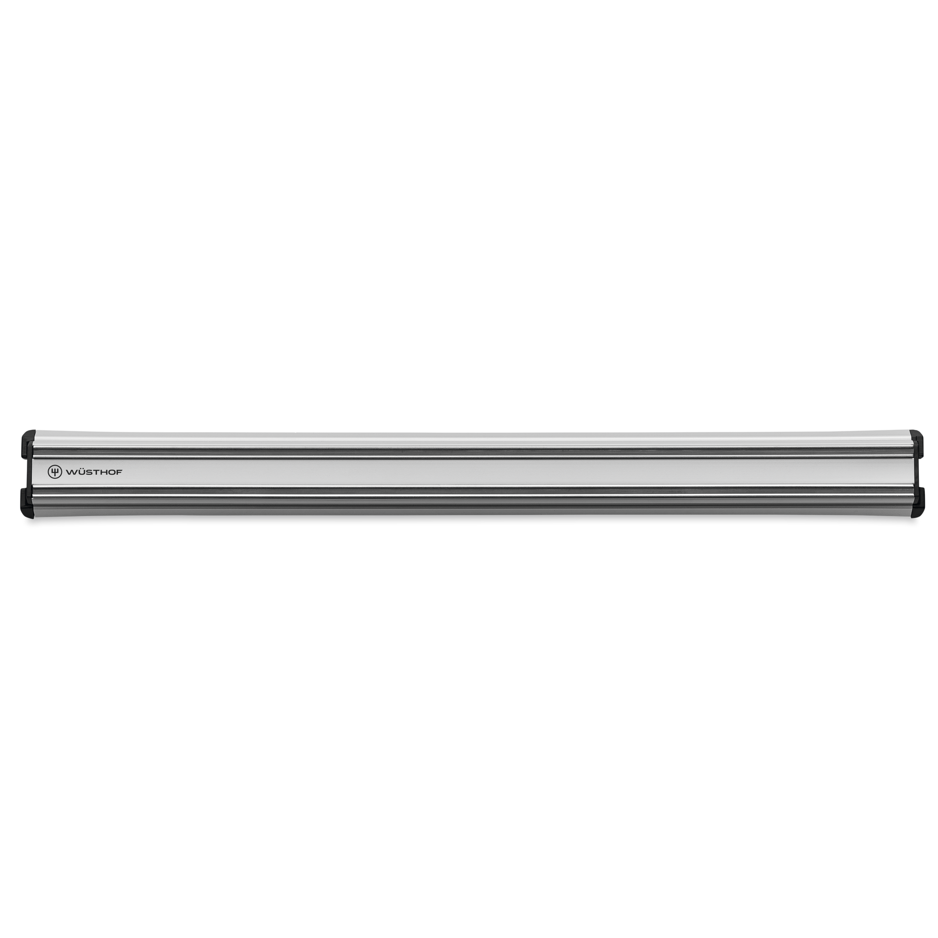 18" Magnetic Holder in brushed stainless steel finish with discreet WÜSTHOF logo, designed to securely store forged kitchen knives including chefs knives.