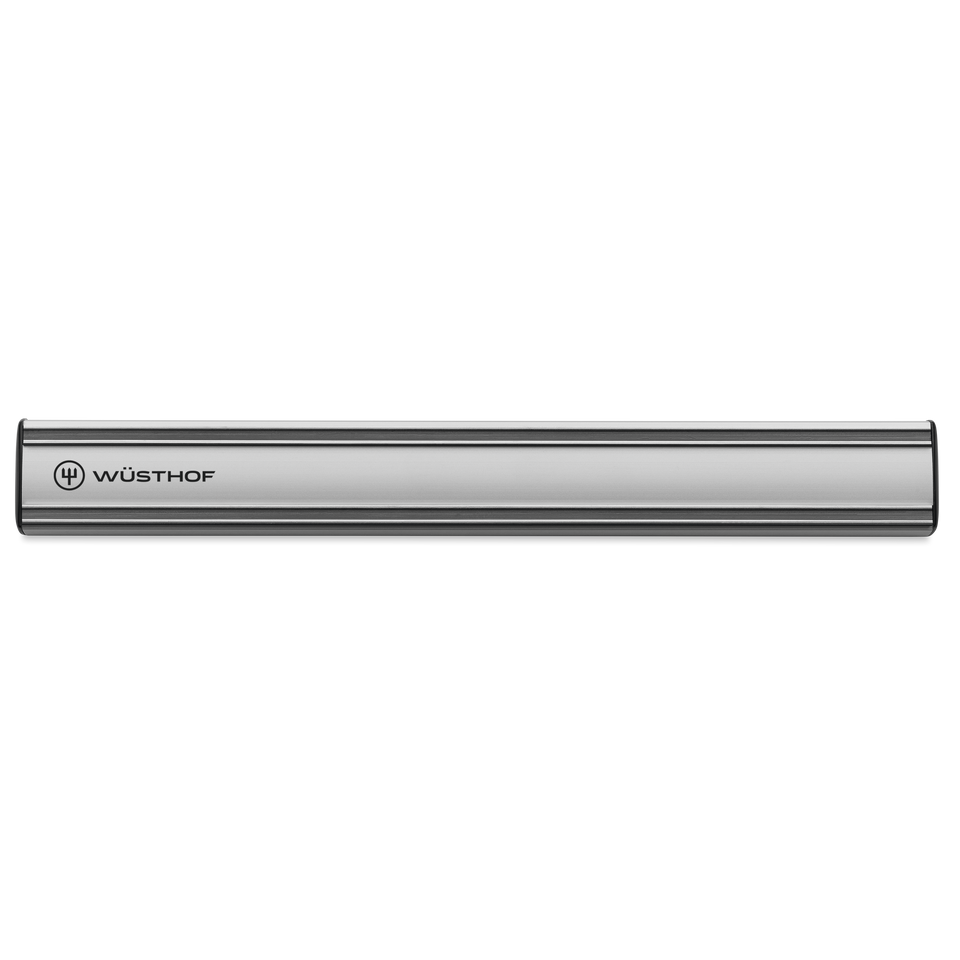 14" Magnetic Holder featuring sleek stainless steel construction with the WÜSTHOF logo for secure and convenient knife storage in kitchens.