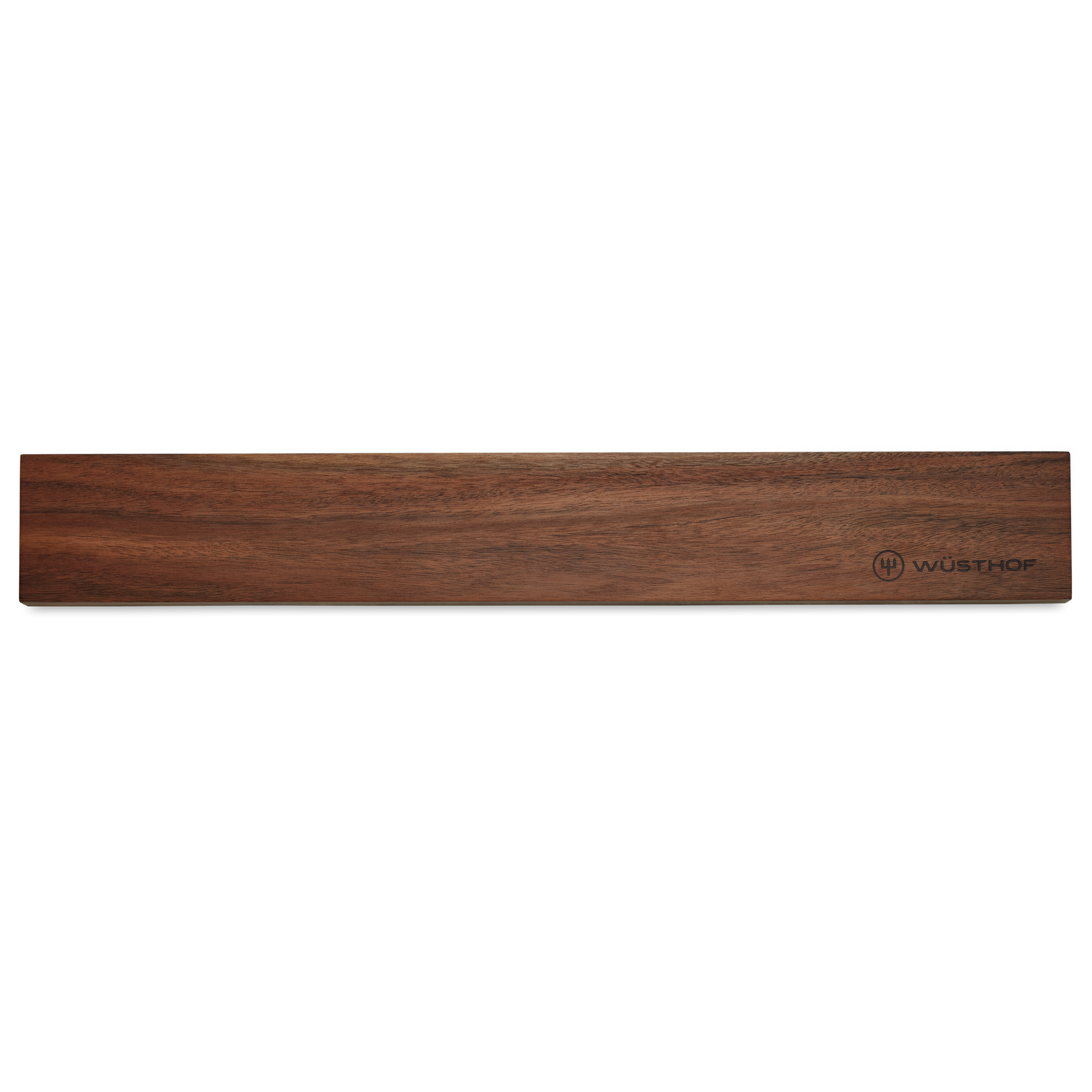 18" Magnetic Holder in dark wood finish with subtle WÜSTHOF logo, designed for secure storage of forged kitchen knives and chefs knives.