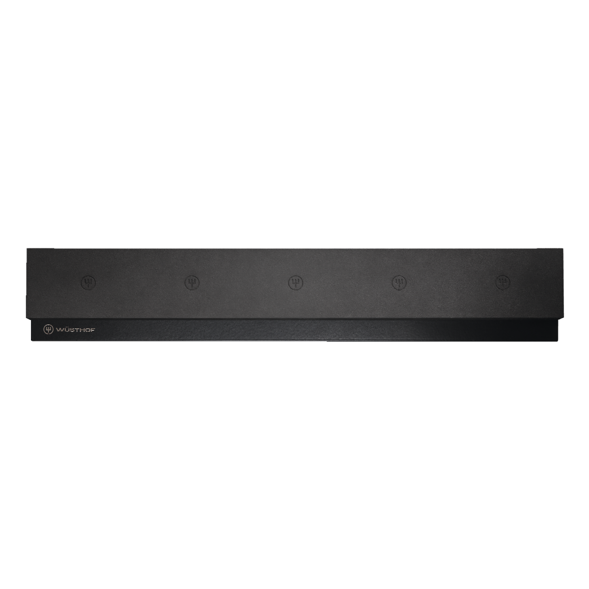 16" Magnetic Holder with a sleek black finish and discreet WÜSTHOF logo designed for secure storage of forged kitchen knives.