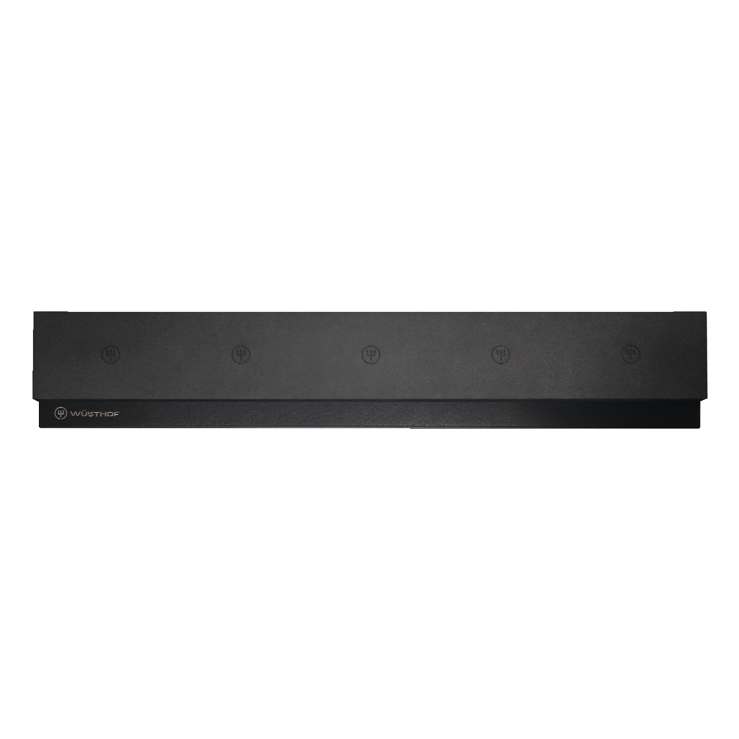 16" Magnetic Holder with a sleek black finish and discreet WÜSTHOF logo designed for secure storage of forged kitchen knives.