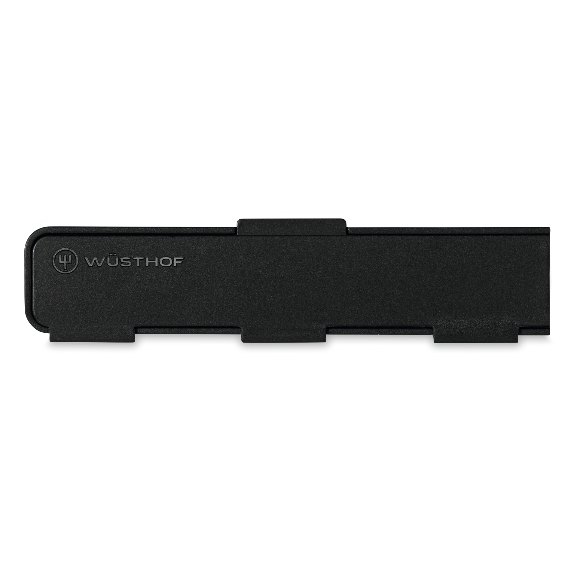 Narrow Magnetic Blade Guard in matte black with discreet WÜSTHOF logo, designed to protect and safely store chef’s knives.