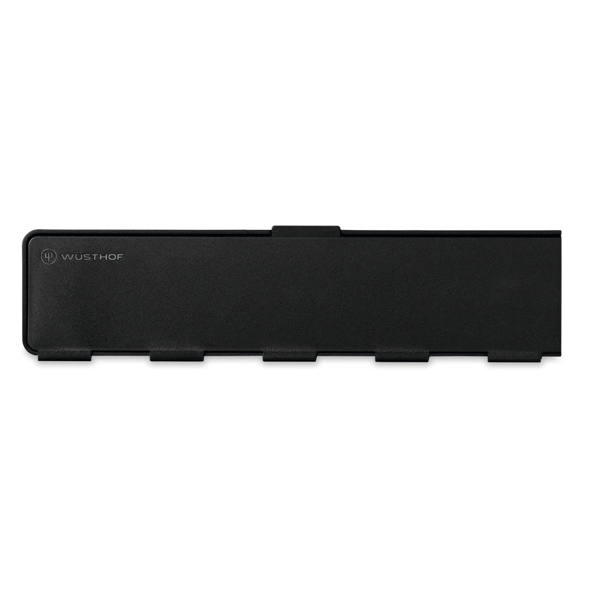 Wide Magnetic Blade Guard in black with subtle WÜSTHOF logo, designed to protect and securely store forged kitchen knives including chefs knives.