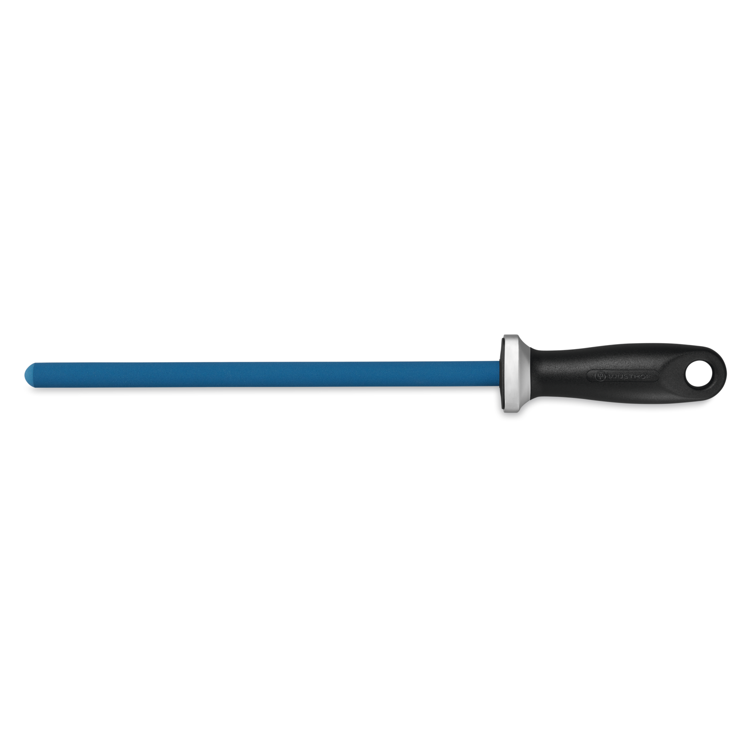 10" Ceramic Sharpening Rod J800 with a blue ceramic honing surface and ergonomic black handle, designed for precision knife sharpening.