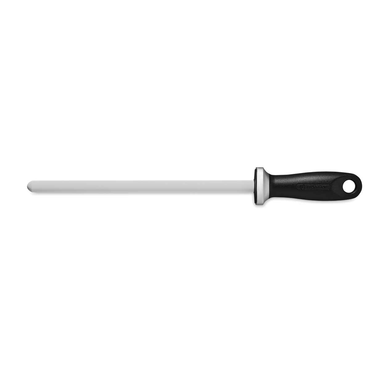 Ceramic Sharpening Rod J3000 with a white ceramic rod and black ergonomic handle designed for precision honing of WÜSTHOF and German knives.