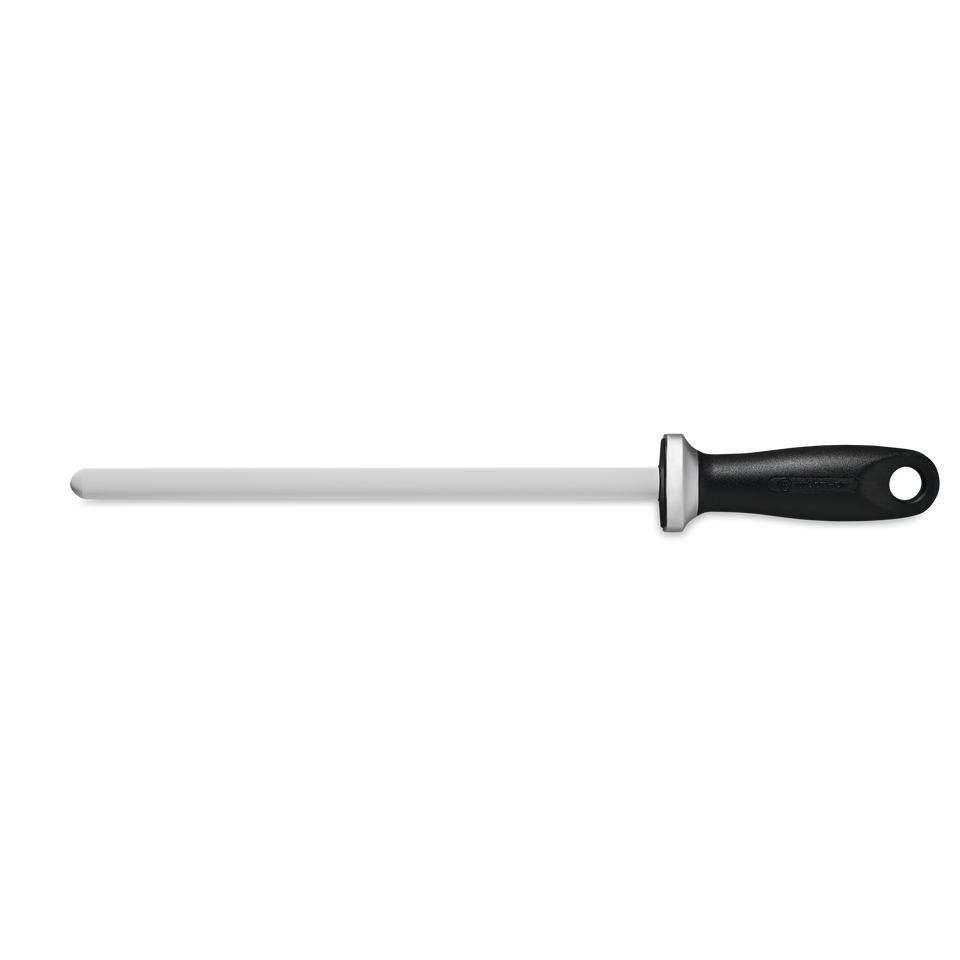 Ceramic Sharpening Rod J3000 with a white ceramic rod and black ergonomic handle designed for precision honing of WÜSTHOF and German knives.