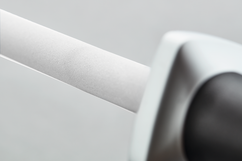 Ceramic Sharpening Rod J3000 featuring a smooth white ceramic rod and ergonomic black handle for honing German knives with precision and control.