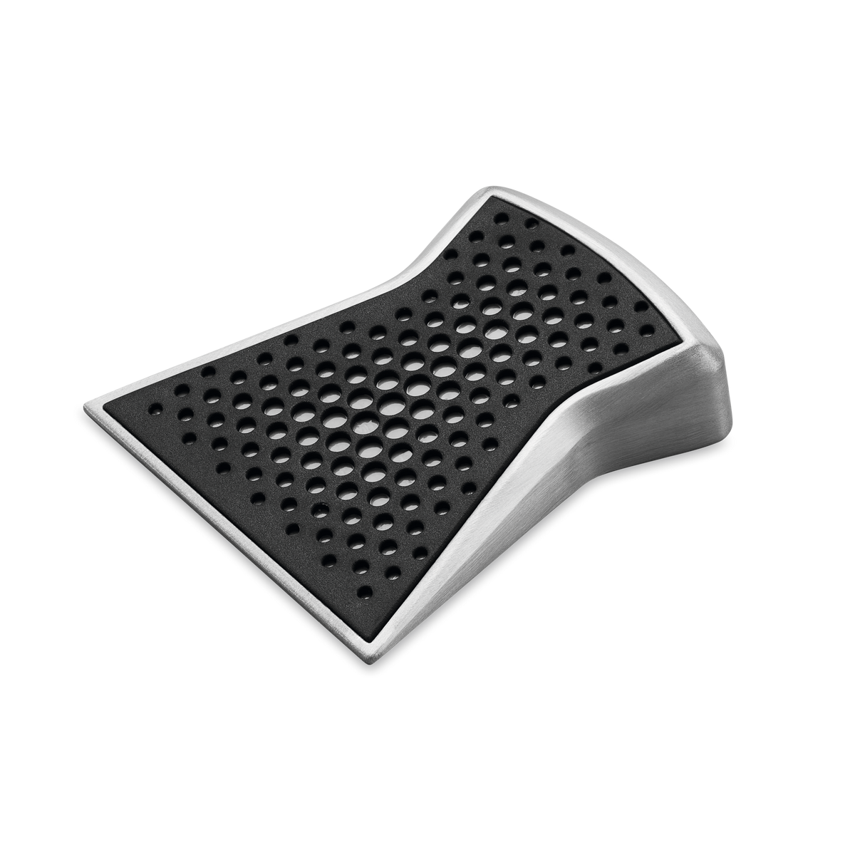 Sharpening Guide 'Slider' with stainless steel frame and perforated black rubber surface designed for precise knife angle adjustment and sharpening control.