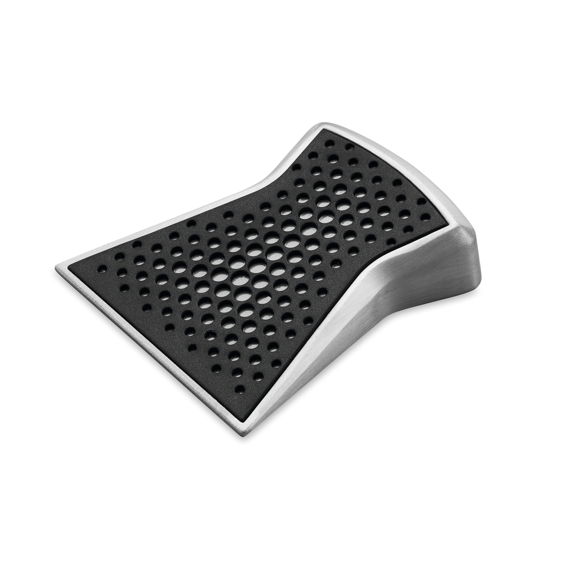 Sharpening Guide 'Slider' with stainless steel frame and perforated black rubber surface designed for precise knife angle adjustment and sharpening control.
