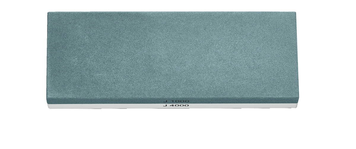 Whetstone J 1000 / 4000 incl. non-slip Holder with dual grit surfaces in muted teal for sharpening and polishing WÜSTHOF forged kitchen knives.