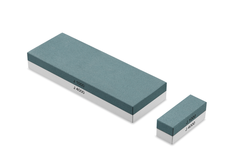 Whetstone J 1000 / 4000 incl. non-slip Holder with dual grit surfaces in muted blue for sharpening and polishing WÜSTHOF forged German kitchen knives.