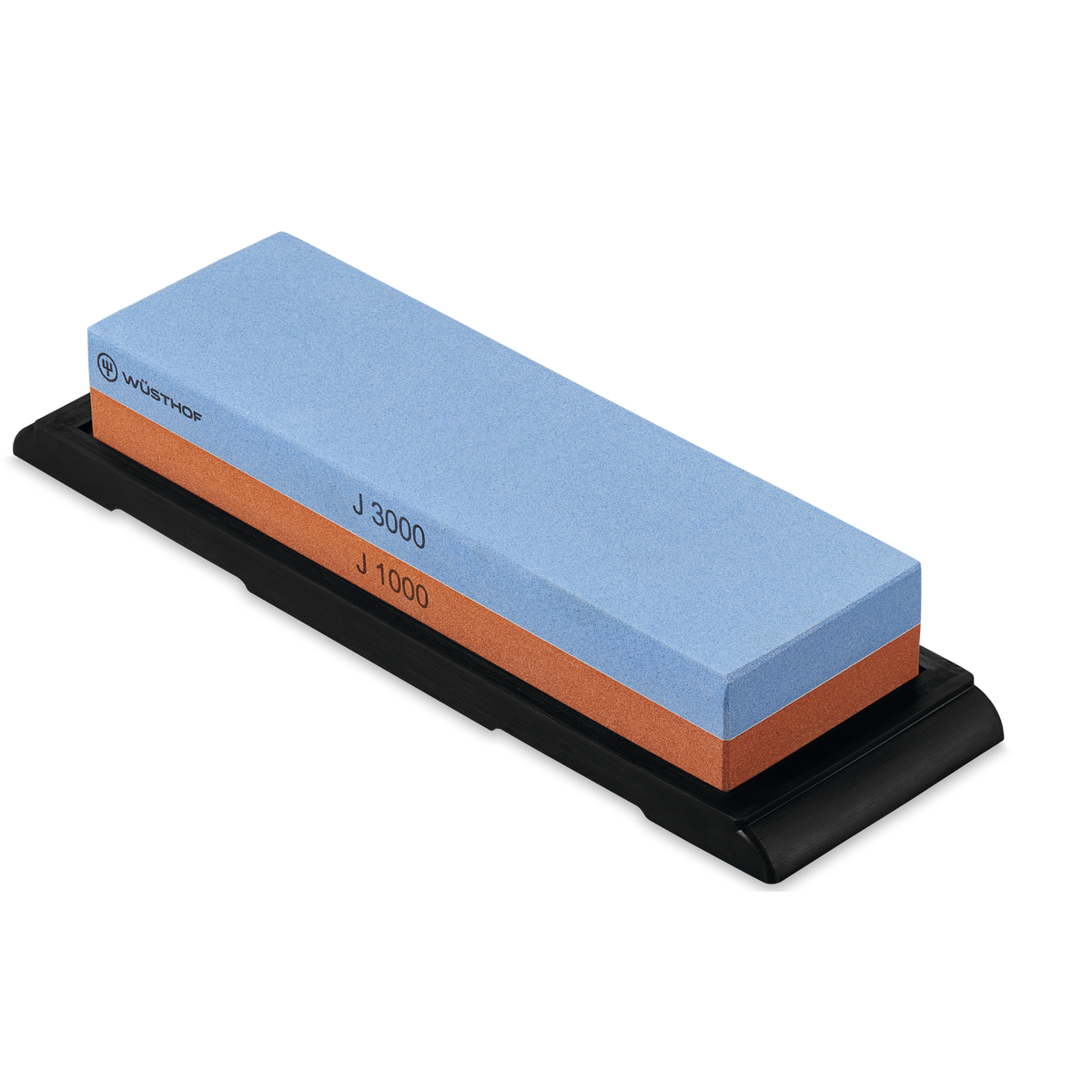 Whetstone J 1000 / 3001 incl. non-slip Holder with dual grit surfaces in blue and orange for sharpening and honing forged German kitchen knives.