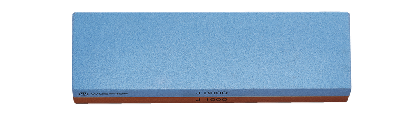 Whetstone J 1000 / 3001 incl. non-slip Holder with dual sharpening surfaces in blue and orange for maintaining sharp edges on WÜSTHOF forged kitchen knives.