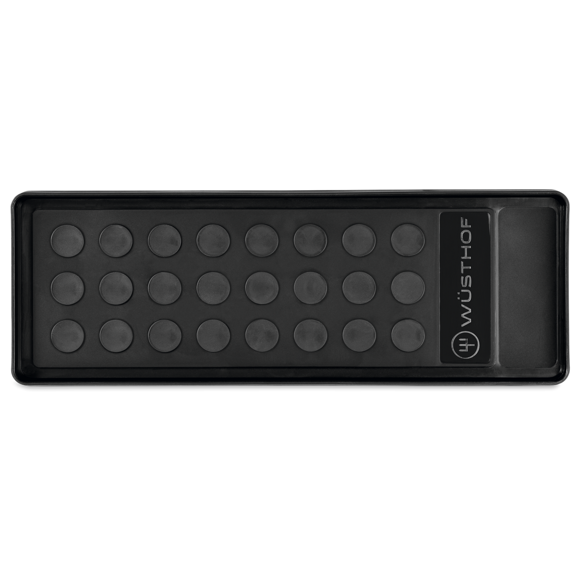Whetstone Non-slip Holder in black with raised circular grips and WÜSTHOF logo, designed to securely stabilize sharpening stones during use.