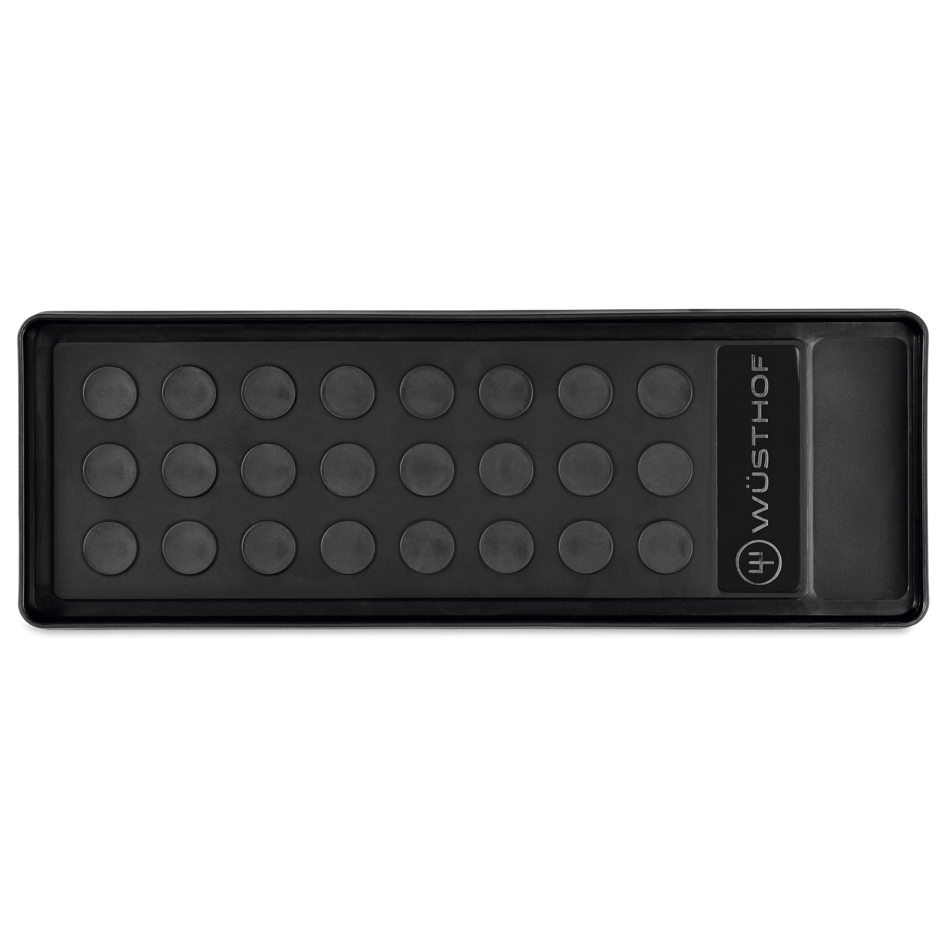 Whetstone Non-slip Holder in black with raised circular grips and WÜSTHOF logo, designed to securely stabilize sharpening stones during use.