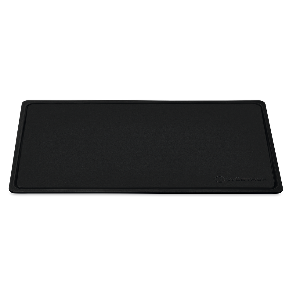 Black TPU Cutting Board with a smooth, slip-resistant surface and a subtle embossed WÜSTHOF logo, designed for durable kitchen use.