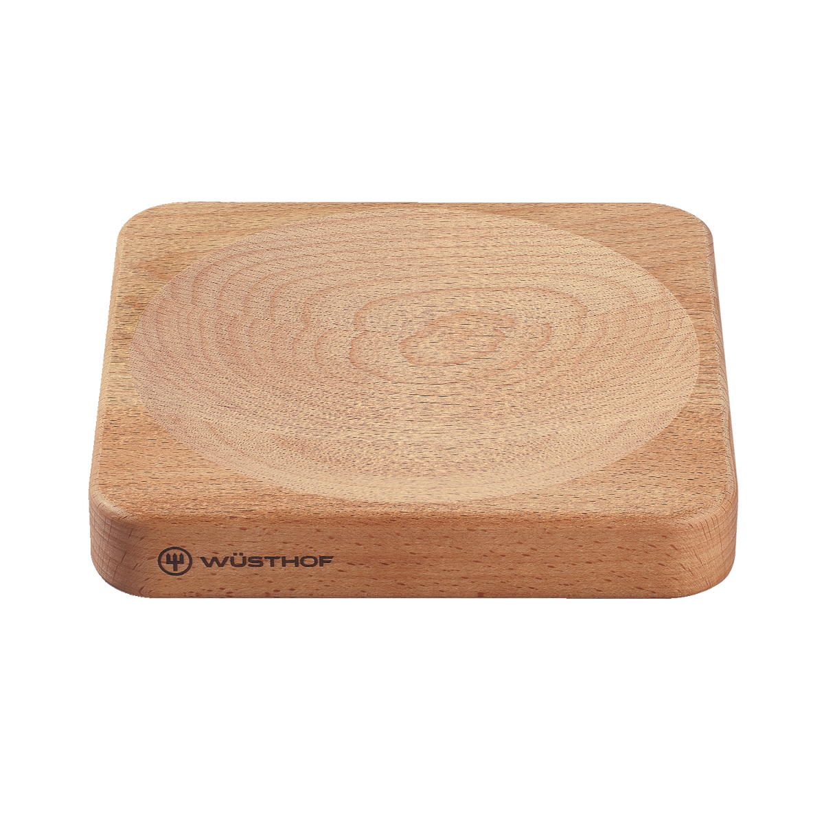 Mincing Board made from smooth, light-colored wood with a shallow central groove and WÜSTHOF logo, ideal for chopping and mincing tasks.