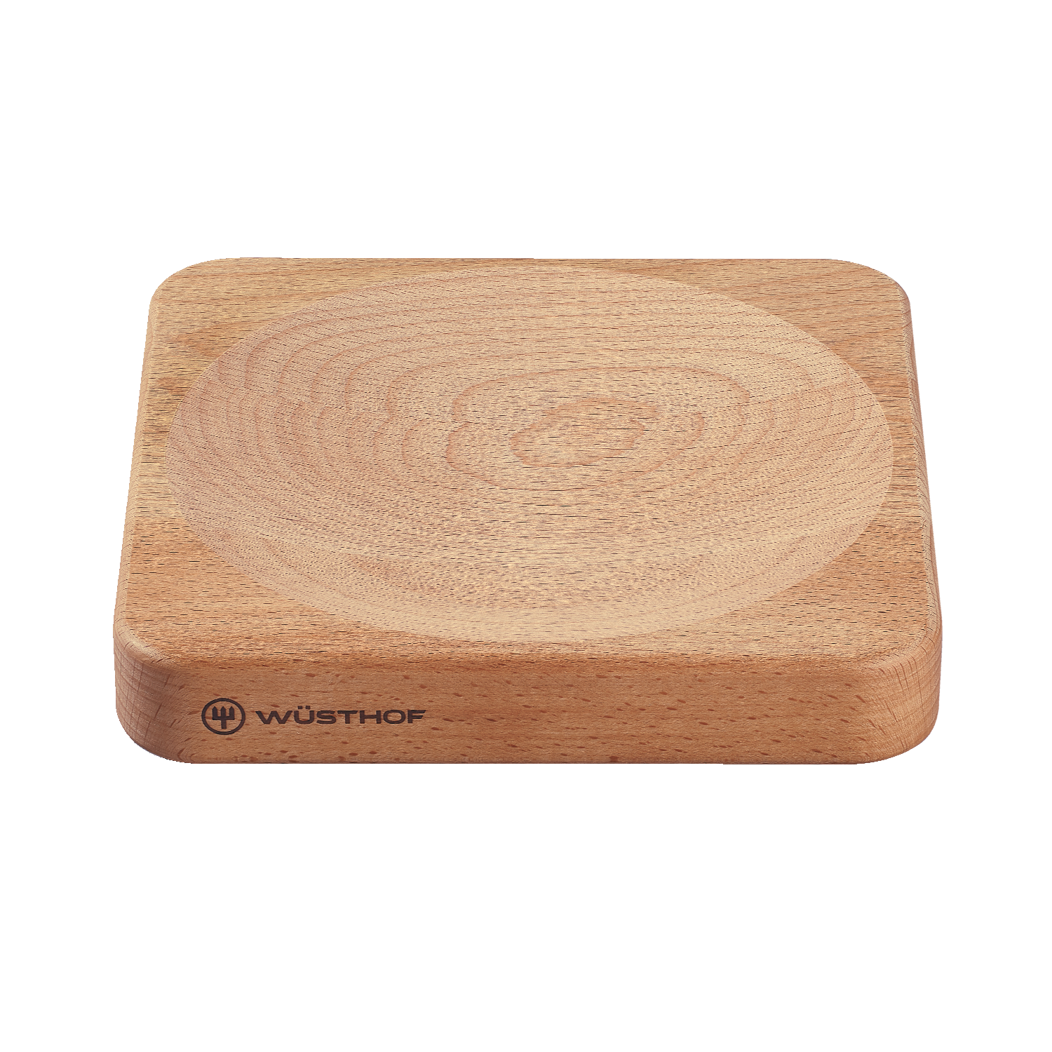 Mincing Board made from smooth, light-colored wood with a shallow central groove and WÜSTHOF logo, ideal for chopping and mincing tasks.