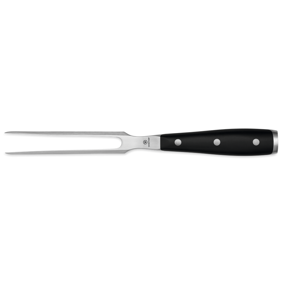 Classic Ikon 6" Straight Meat Fork with a durable forged steel fork and ergonomic black handle featuring polished rivets for secure grip and balance.