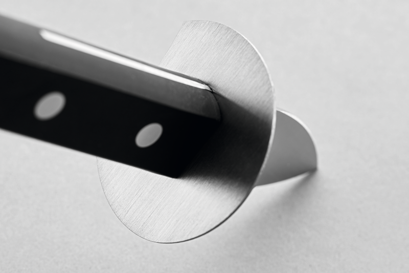 Oyster Opener with a forged stainless steel blade and a riveted black handle, designed for secure grip and precise oyster shucking.