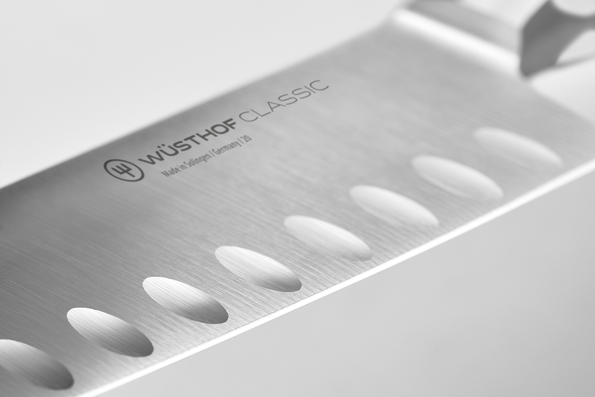 Classic 2-Piece Santoku Set featuring forged German blades with granton edges for superior precision and effortless slicing in the kitchen.
